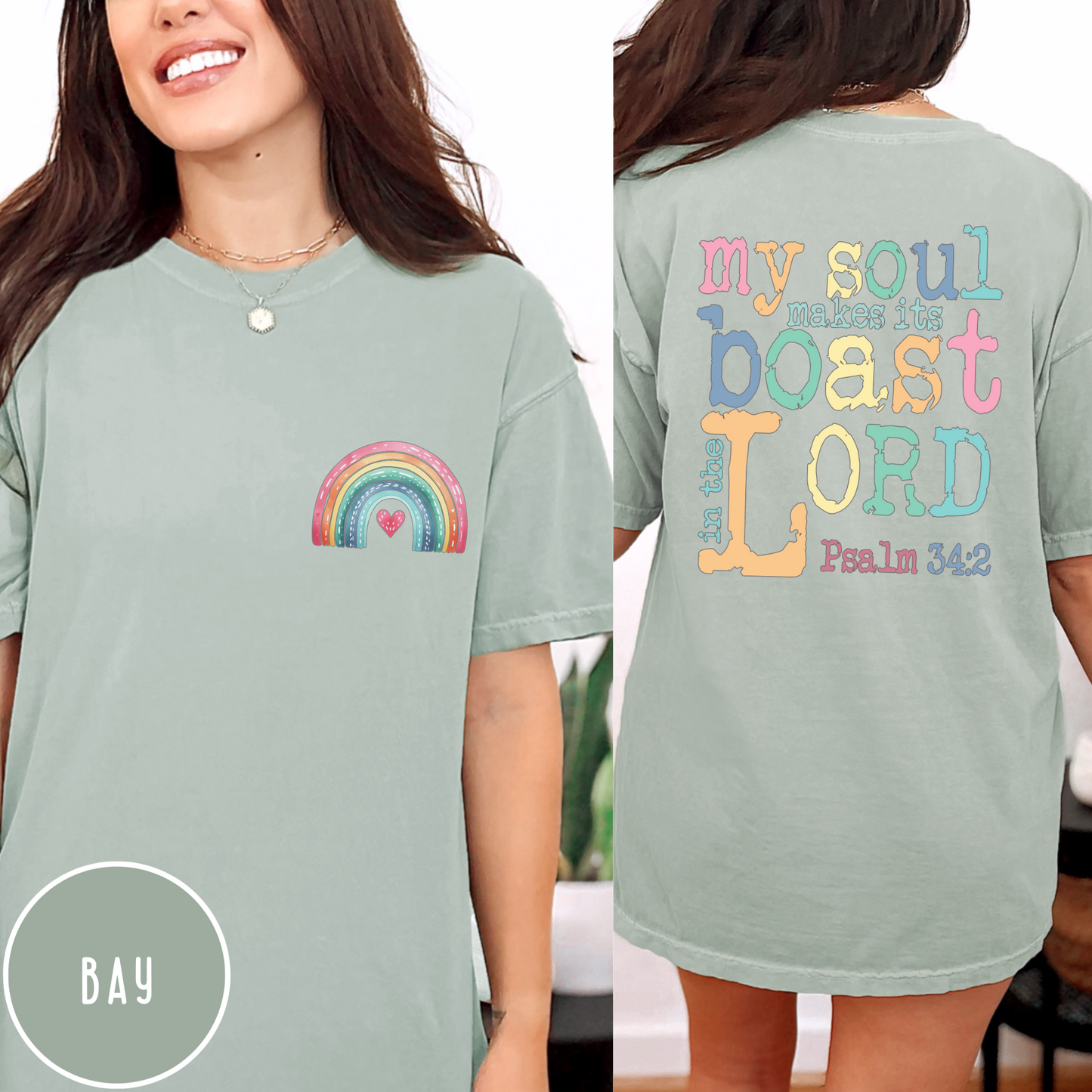Christian Pride month Comfort Color t-shirt in bay color