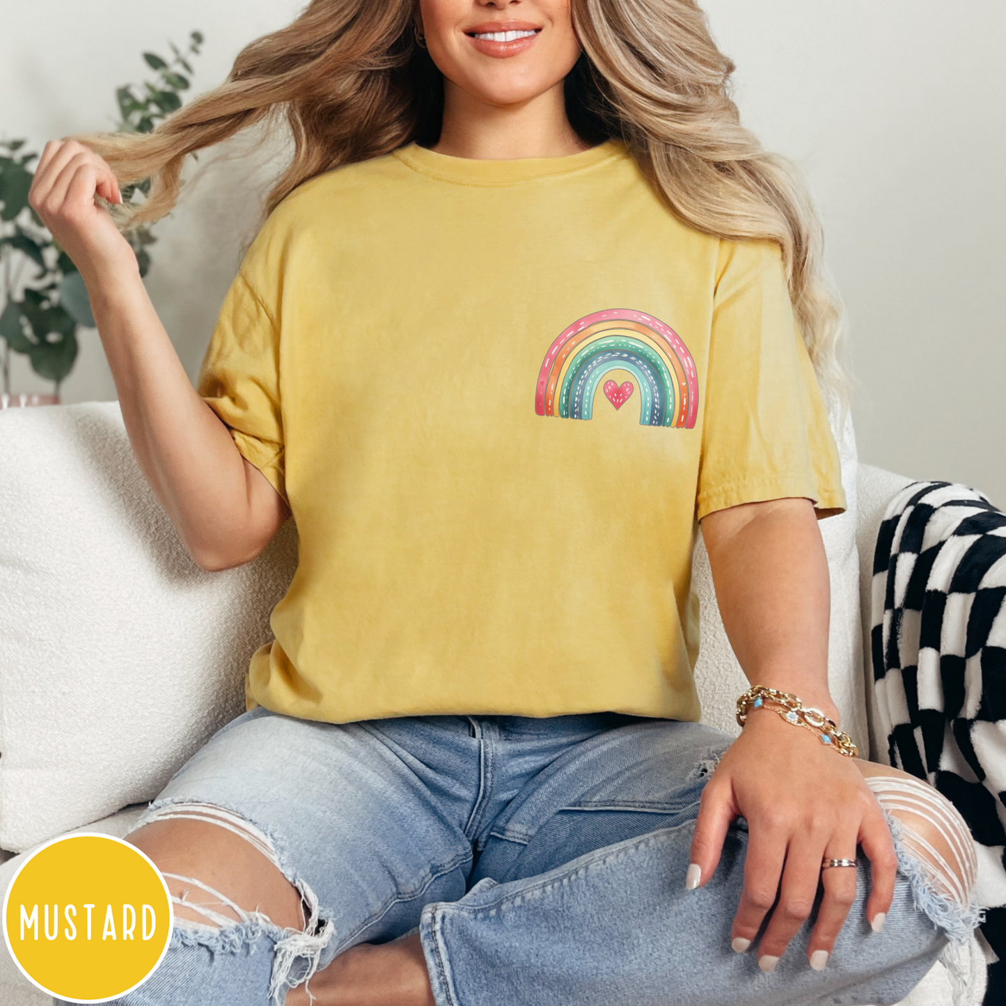 Christian Pride month Comfort Color t-shirt in mustard color