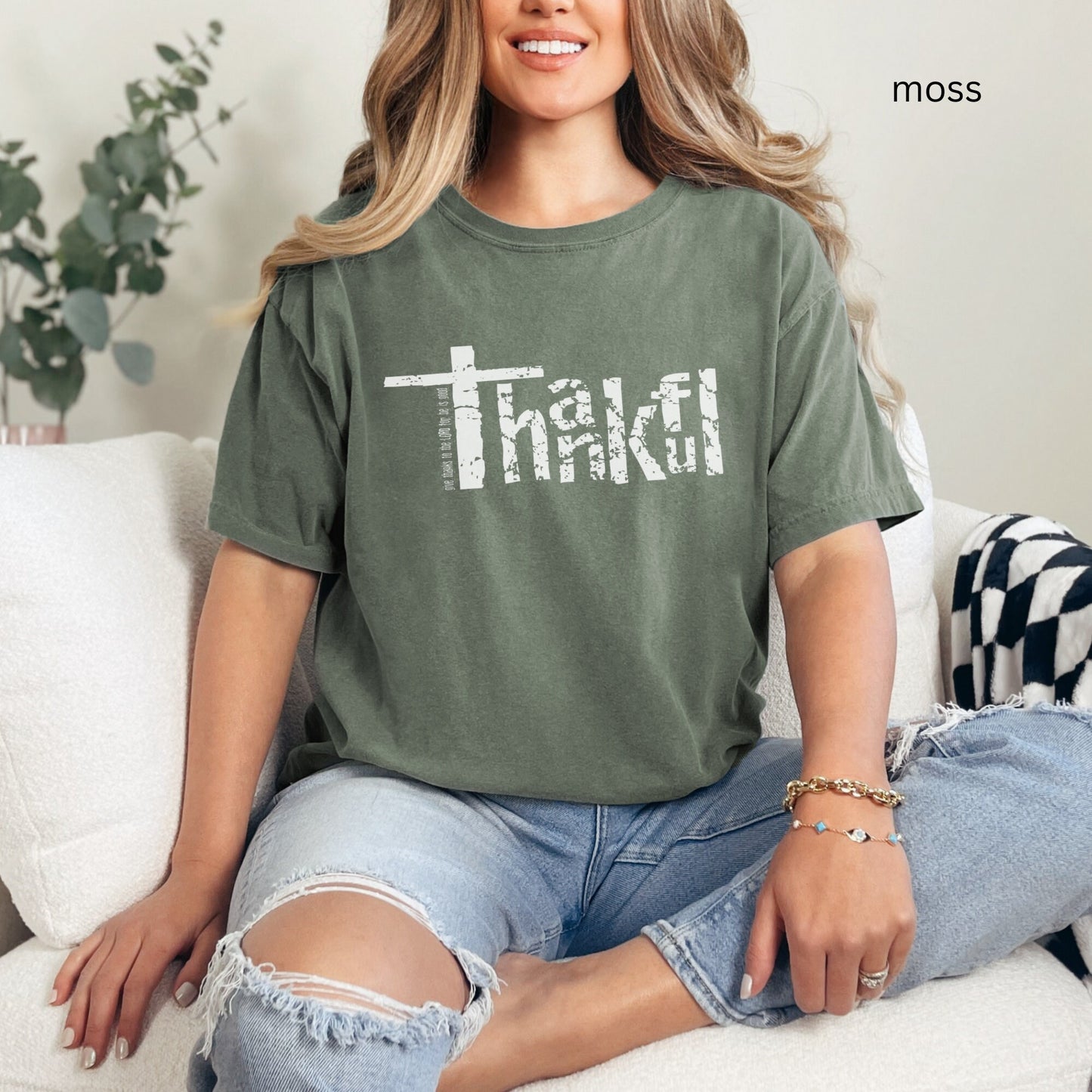 Christian Bible Verse Comfort Color Distressed Shirt