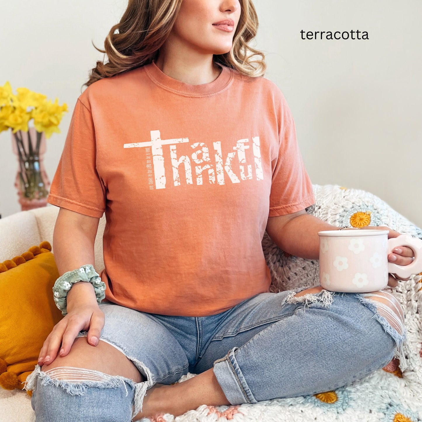 Christian Bible Verse Comfort Color Distressed Shirt