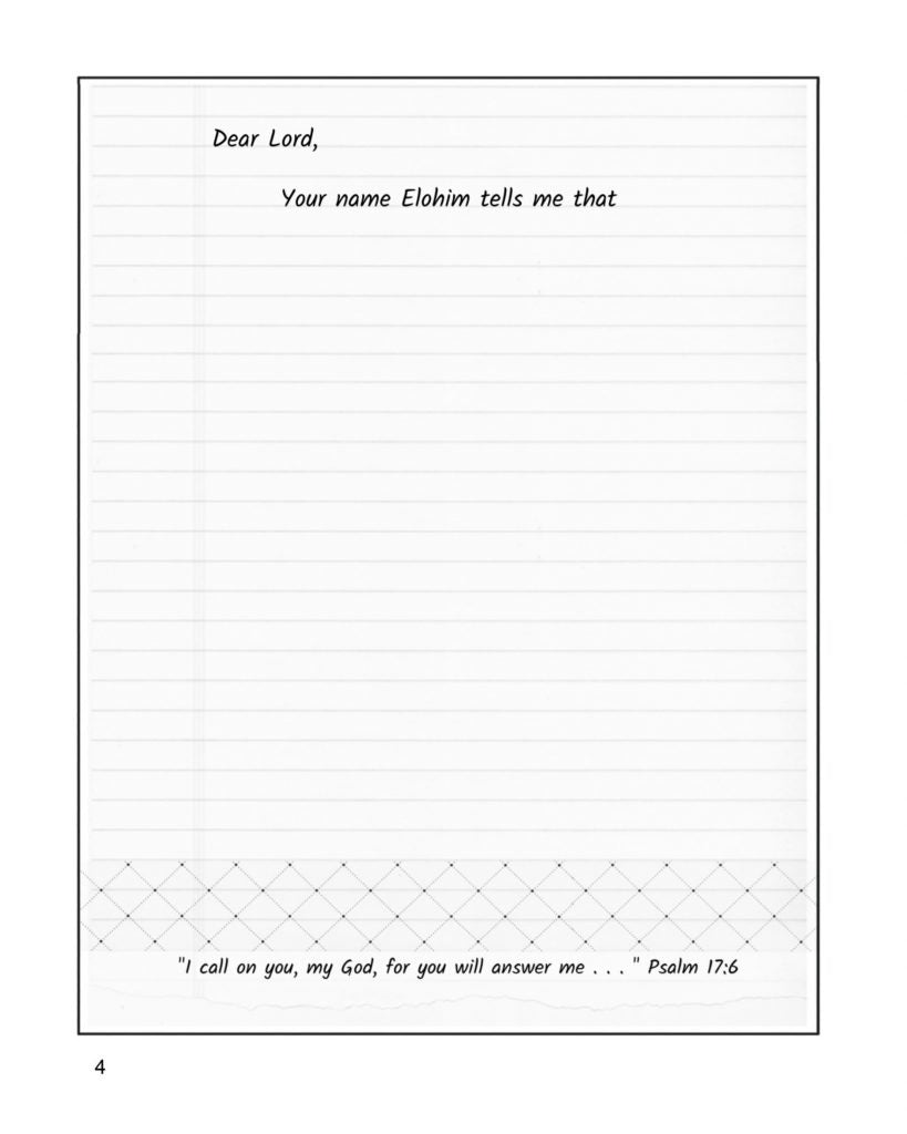 Sample journaling page from Christian activity book for children 8-12