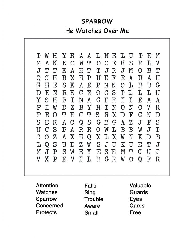 Word search page from Animals, Insects, and Creatures of the Bible, a journaling art book for Christian middle grade children