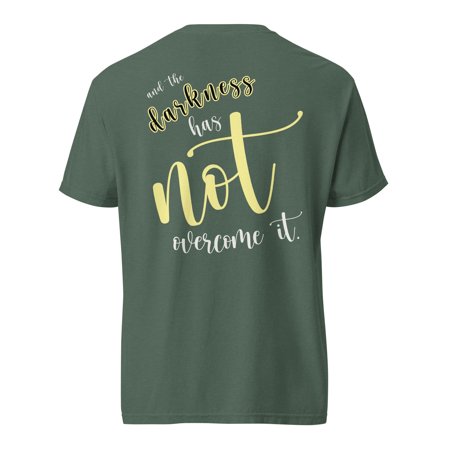 Christian Embroidered Shirt--the light shines in the darkness-John 1:5 Bible verse