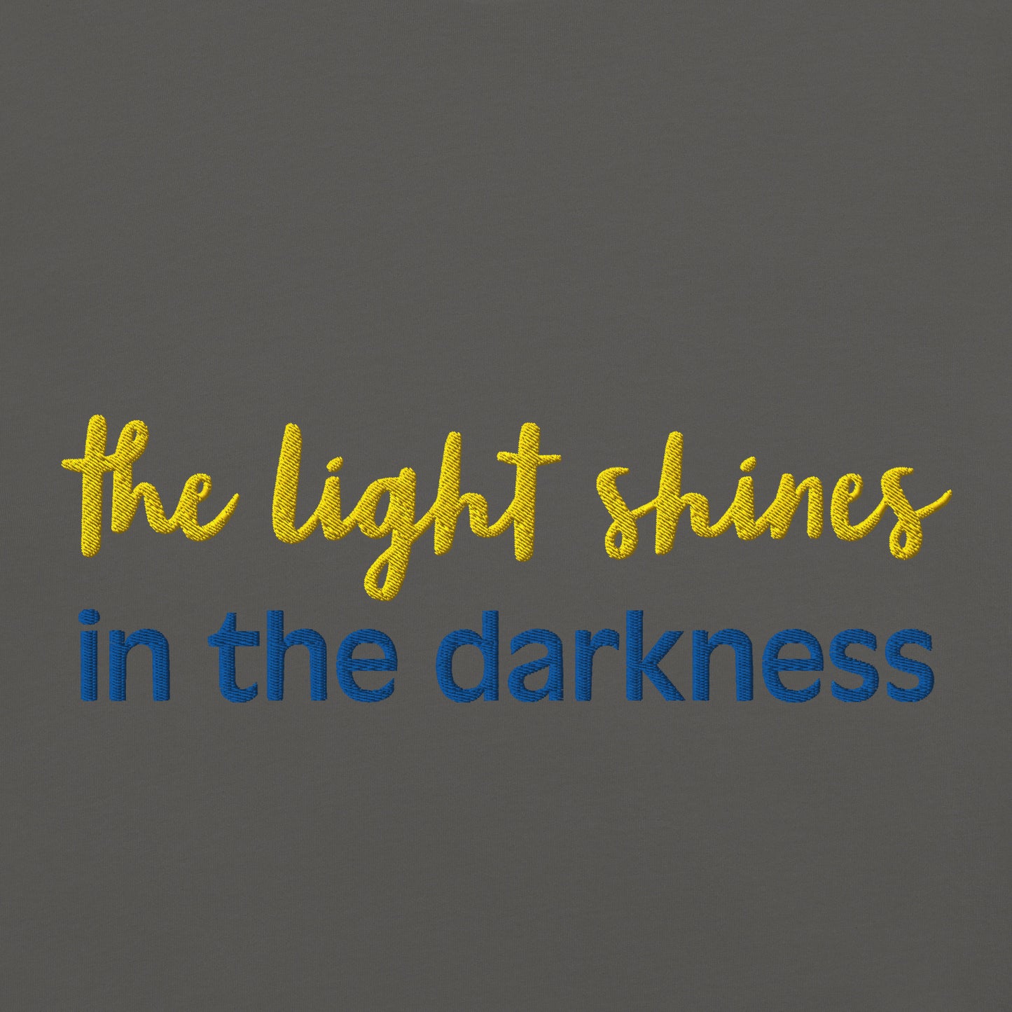 Christian Embroidered Shirt--the light shines in the darkness-John 1:5 Bible verse