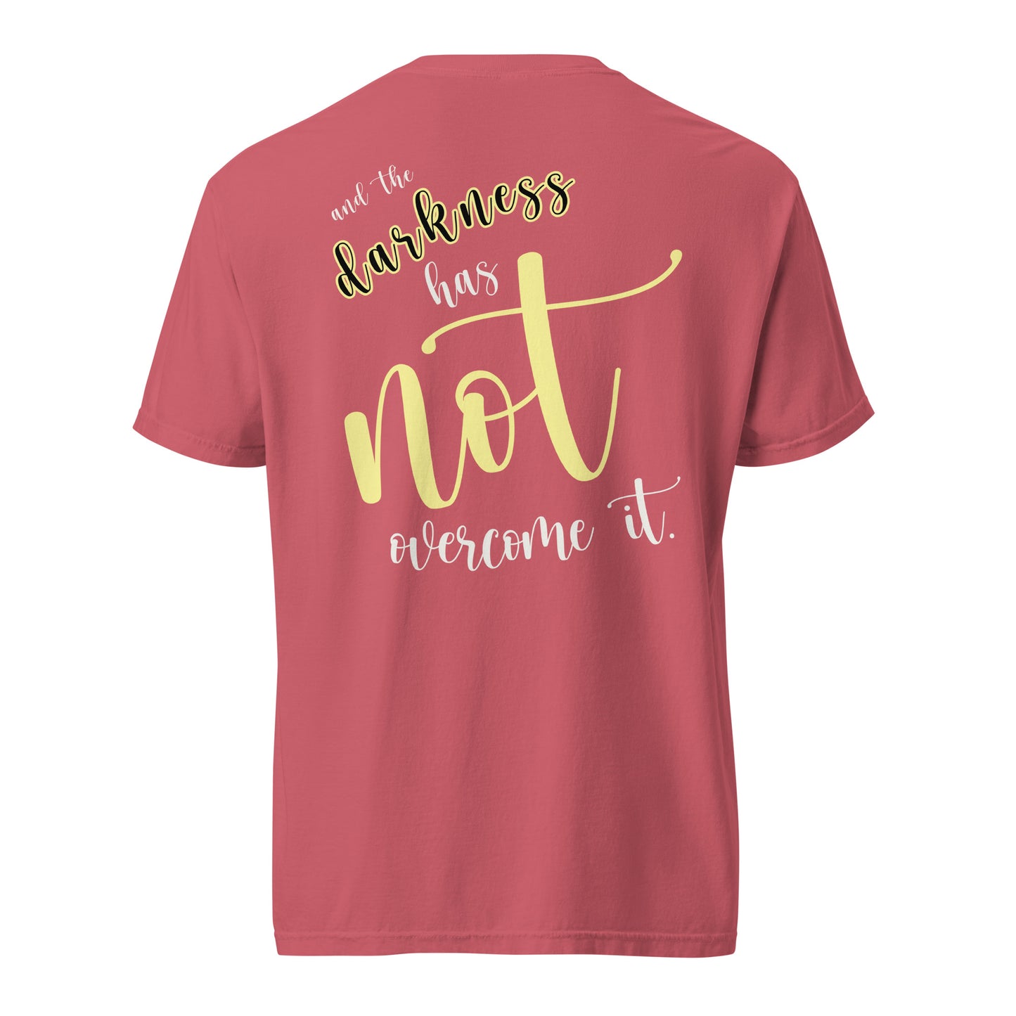 Christian Embroidered Shirt--the light shines in the darkness-John 1:5 Bible verse