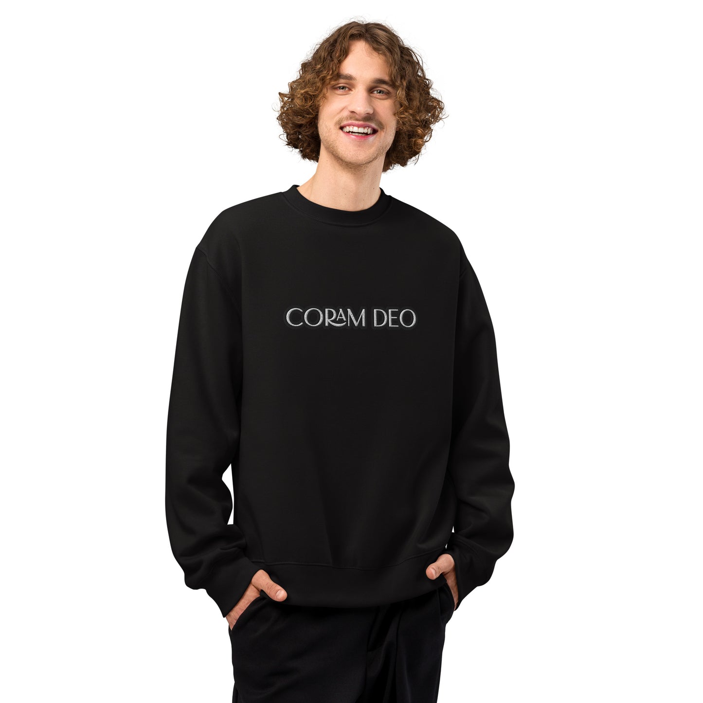 Embroidered Christian Sweatshirt-- Coram Deo
