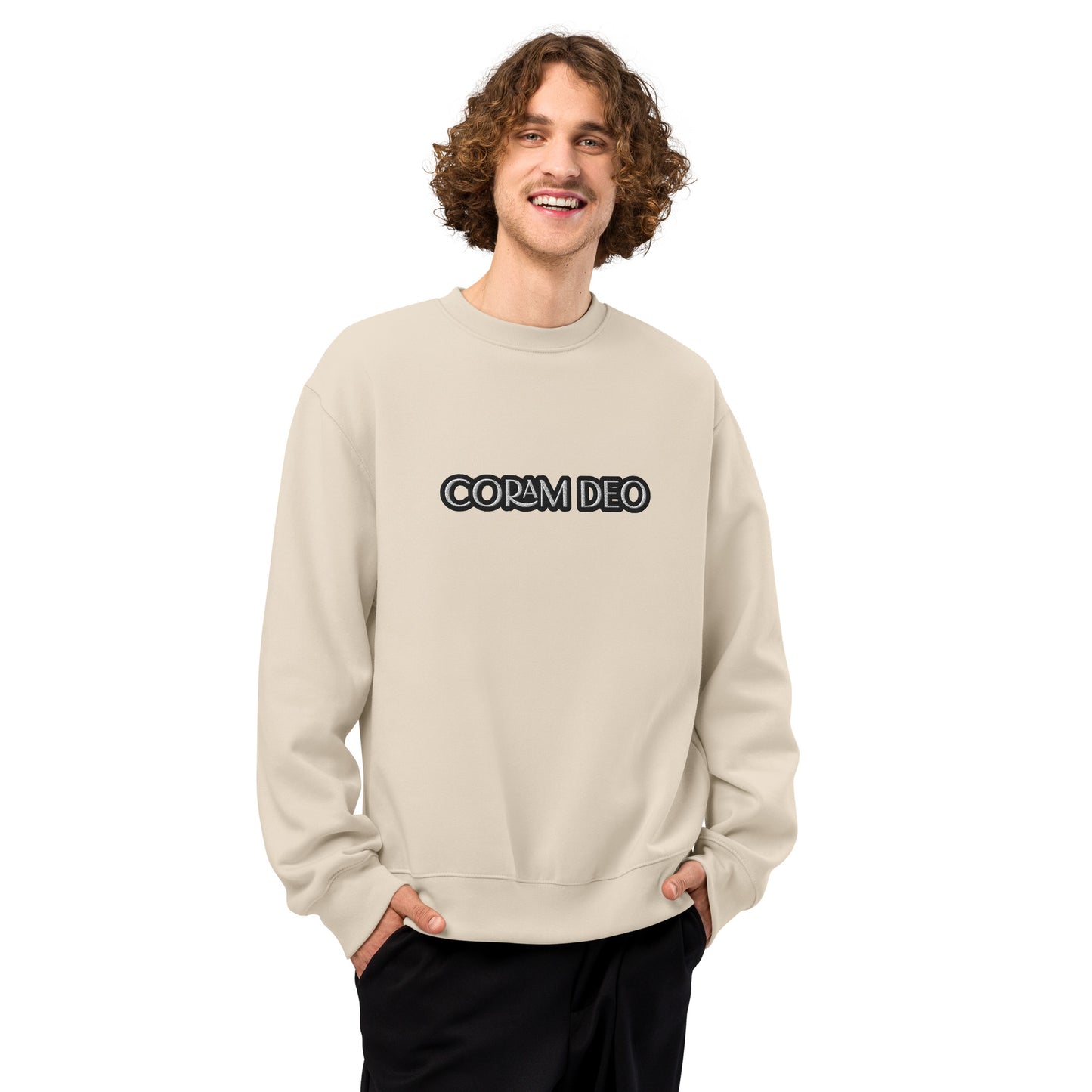 Embroidered Christian Sweatshirt-- Coram Deo