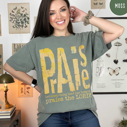 Christian Comfort Color Distressed Praise Shirt for Christian Women and girls