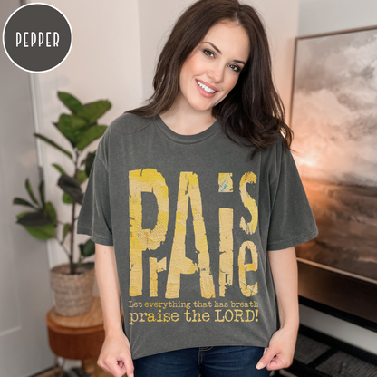 Christian Comfort Color Distressed Praise Shirt for Christian Women and girls