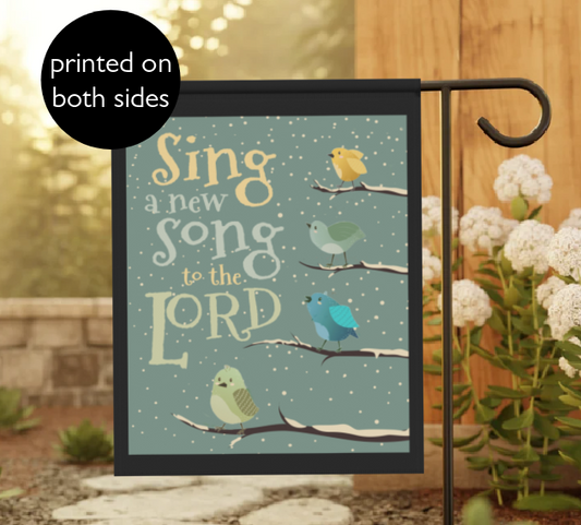 Winter Garden Yard Banner With Bible Verse