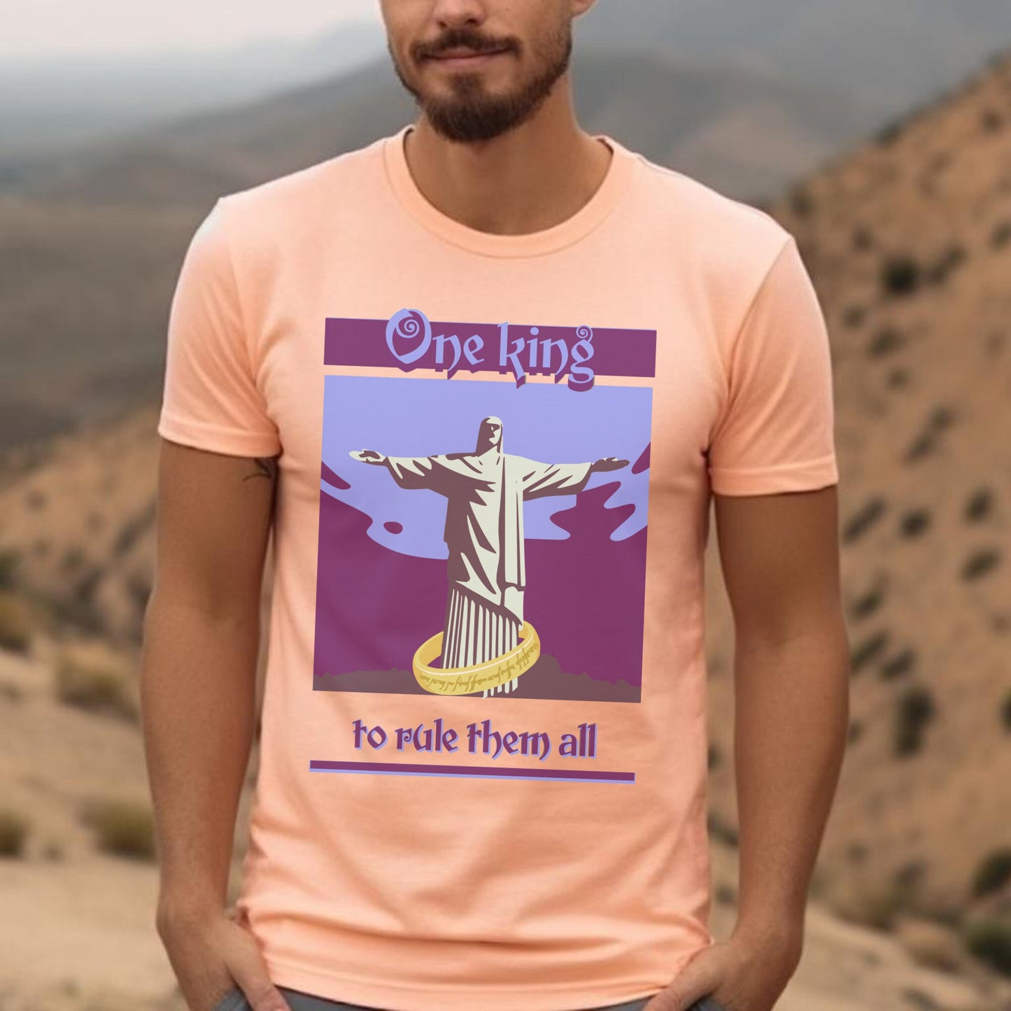 Christian Shirt for Men | One King to Rule Them All | Jesus Christ is King | Christian t-shirt | Parody men's shirt | Funny Christian shirt