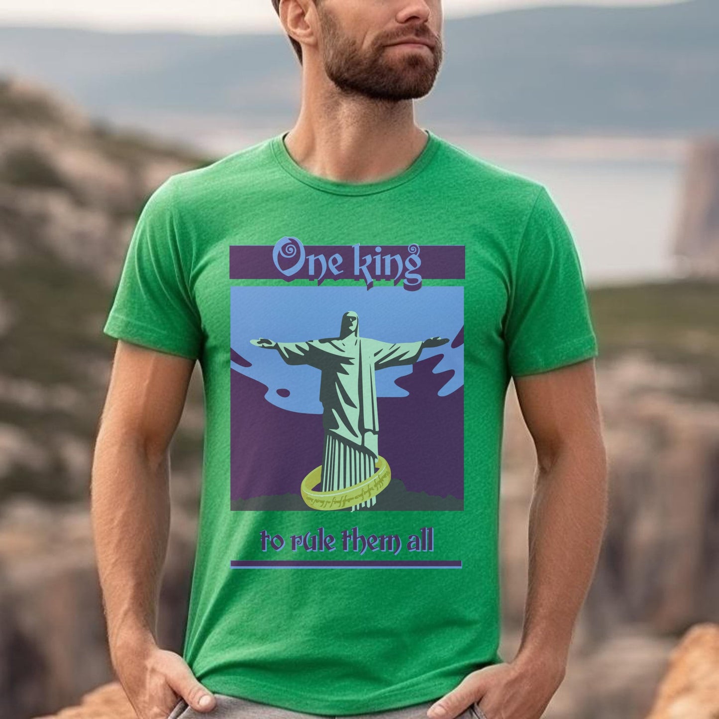 Christian Shirt for Men | One King to Rule Them All | Jesus Christ is King | Christian t-shirt | Parody men's shirt | Funny Christian shirt