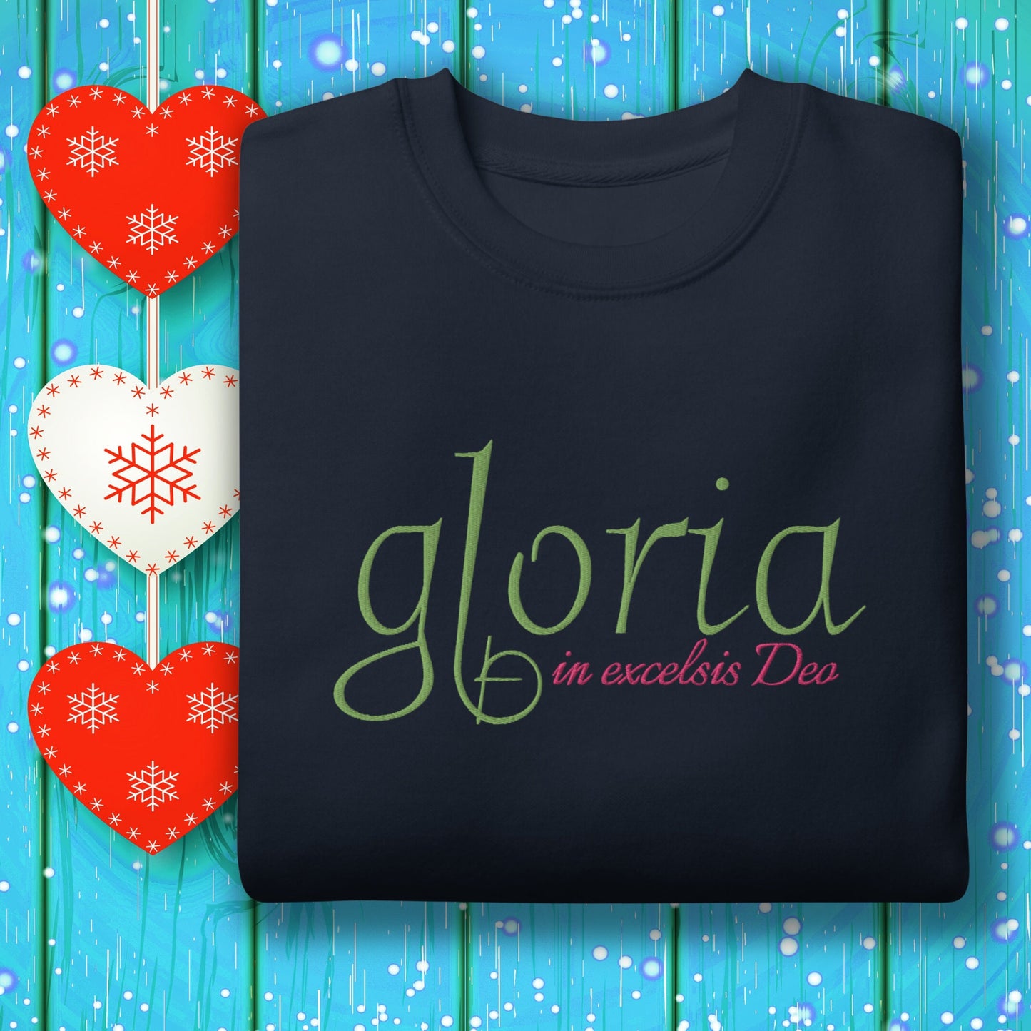 Embroidered Christmas Sweatshirt -- Gloria in Excelsis Deo!