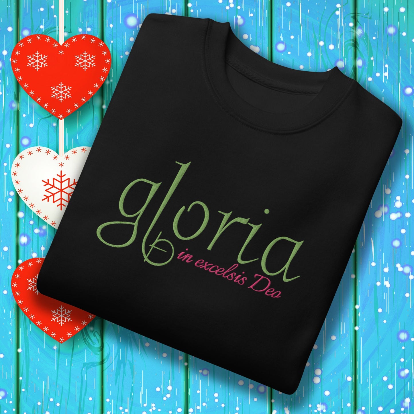 Embroidered Christmas Sweatshirt -- Gloria in Excelsis Deo!