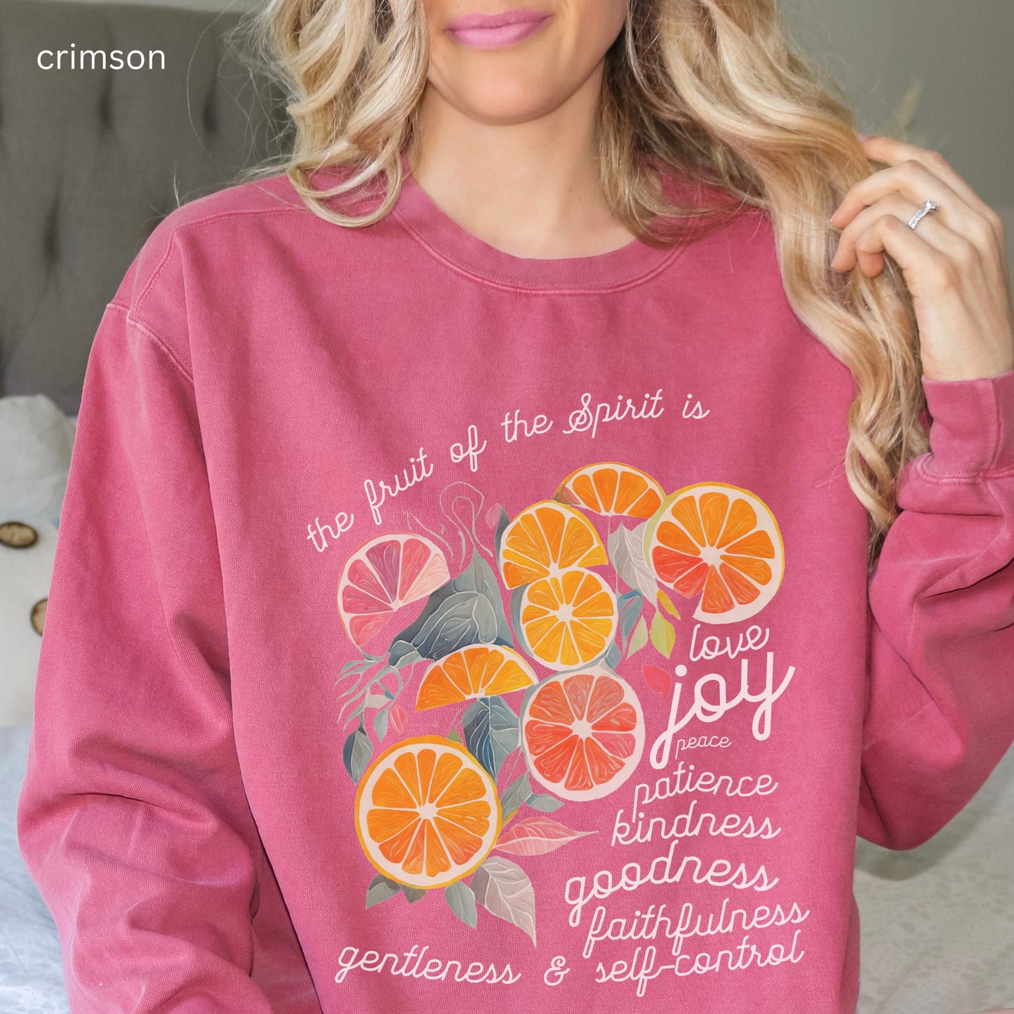 Comfort Color Bible Sweat Shirt | Fruit of the Spirit | Oversized Christian Shirt | Scripture Shirt for Her | Gift for Her | Summer Fresh