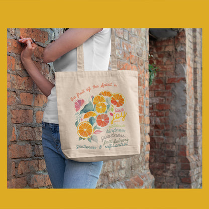 Christian Bible Verse Tote Bag -- Fruit of the Spirit