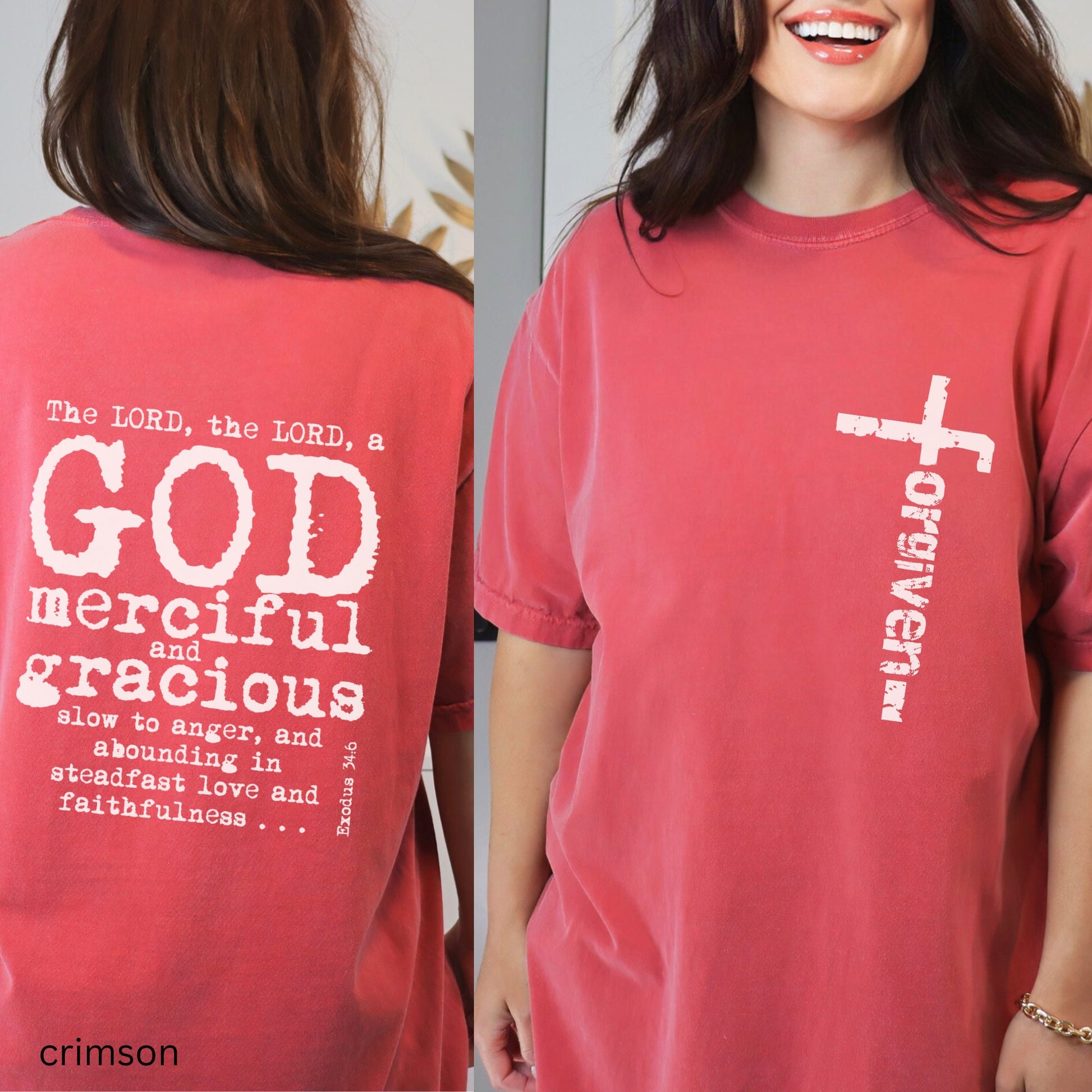 Christian grunge Bible Verse Comfort Color t-shirt in crimson color