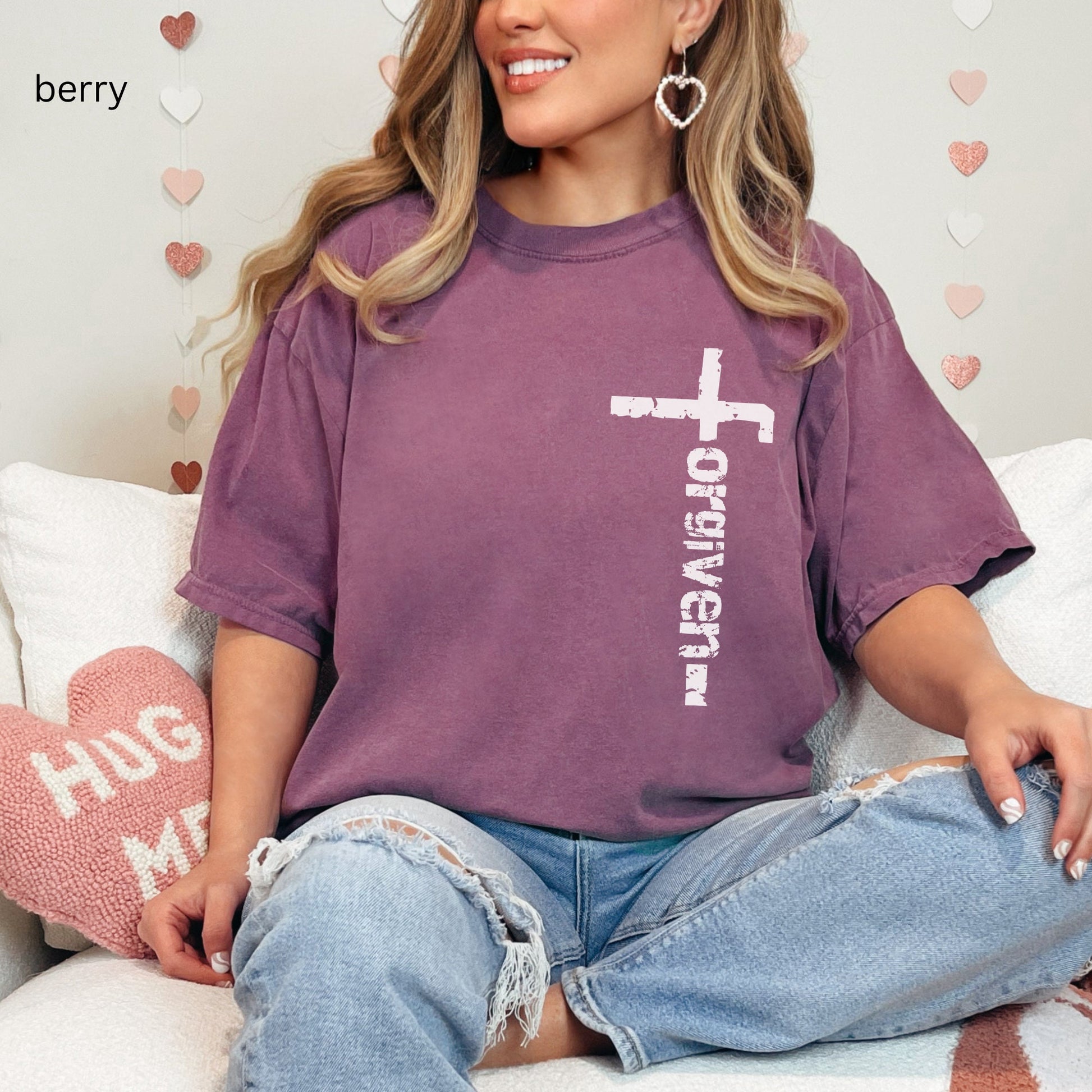 Christian grunge Bible Verse Comfort Color t-shirt in berry  color