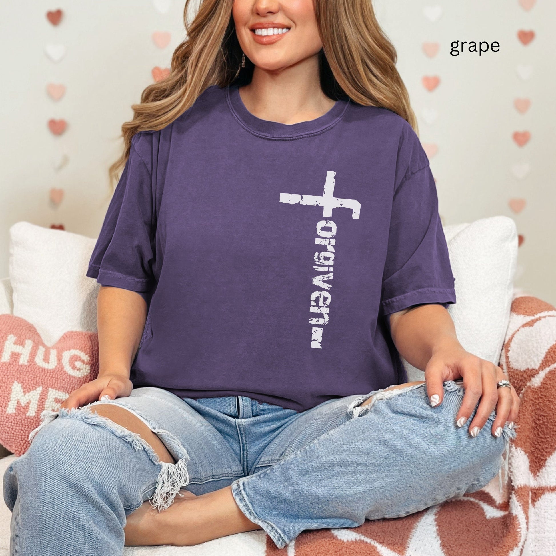 Christian grunge Bible Verse Comfort Color t-shirt in  grape color