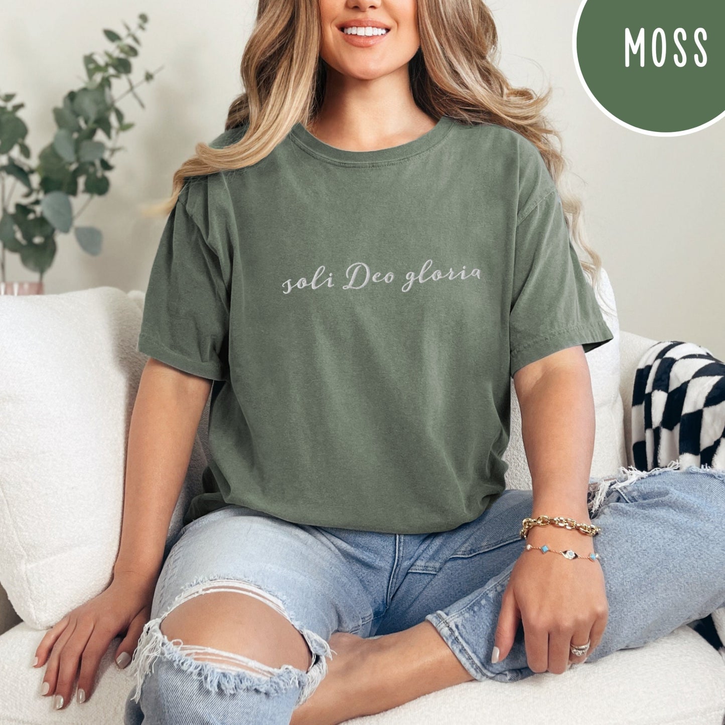 Christian Embroidered Shirt | Christian | Gift for Her | Minimalist Classy Church Shirt | Soli Deo Gloria means to God Alone be the Glory