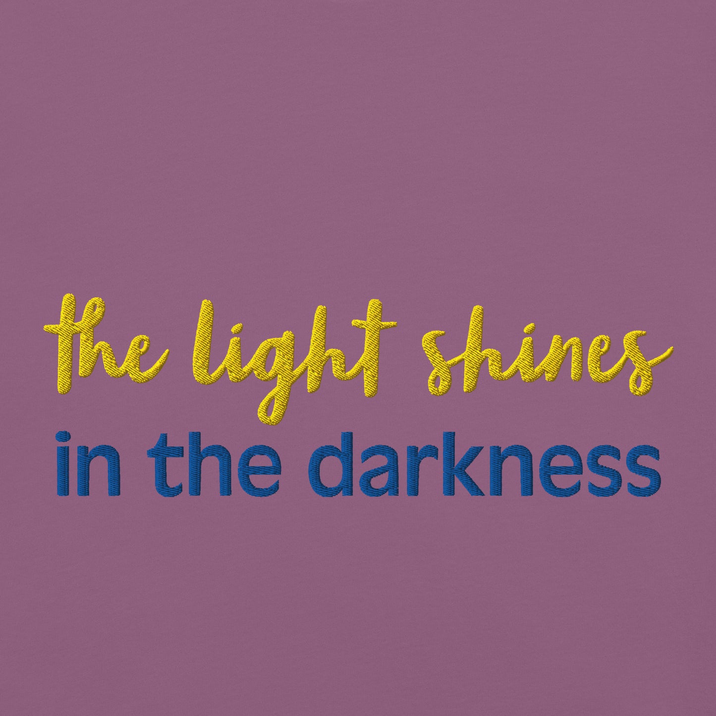 Christian Embroidered Shirt--the light shines in the darkness-John 1:5 Bible verse