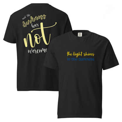 Christian Embroidered Shirt--the light shines in the darkness-John 1:5 Bible verse