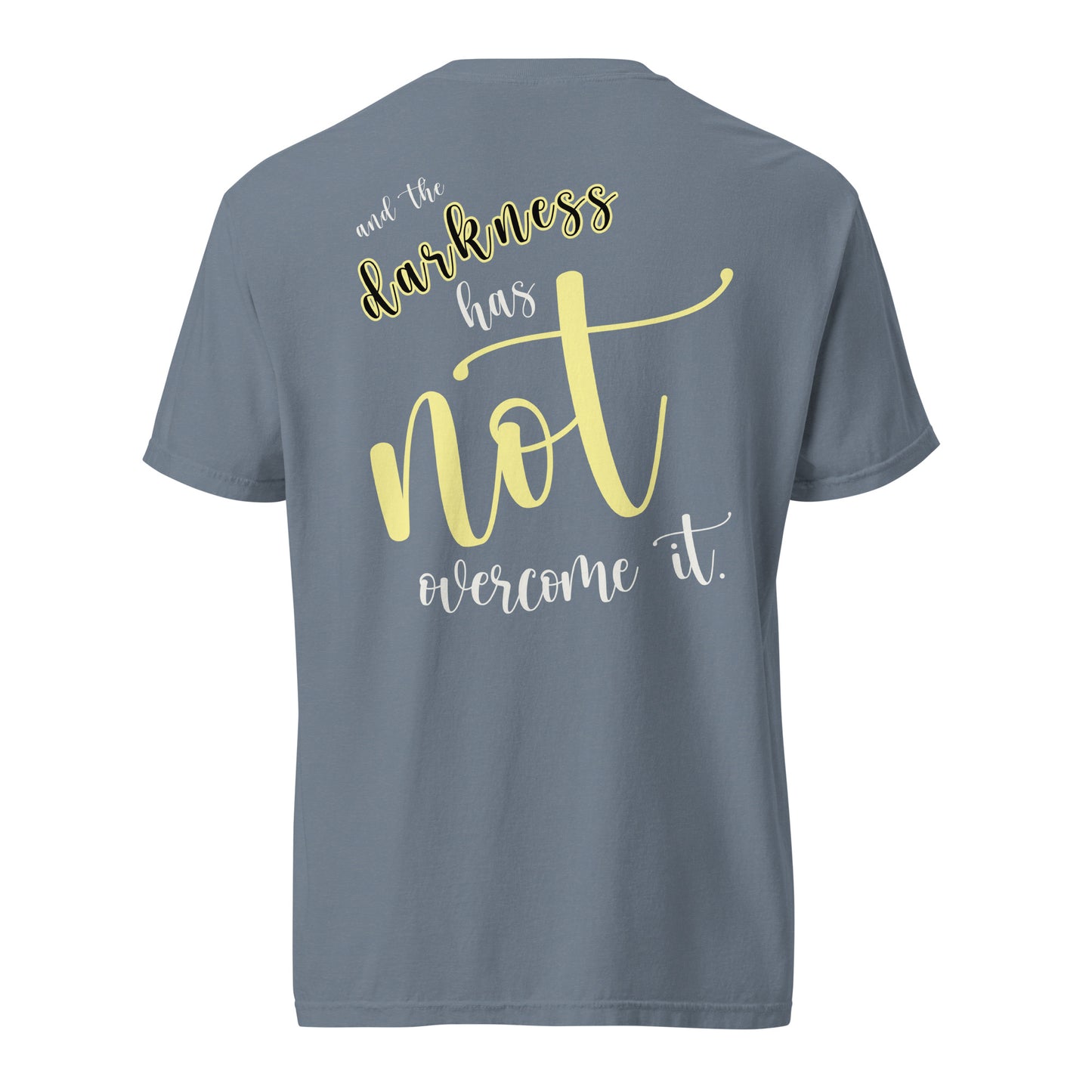 Christian Embroidered Shirt--the light shines in the darkness-John 1:5 Bible verse