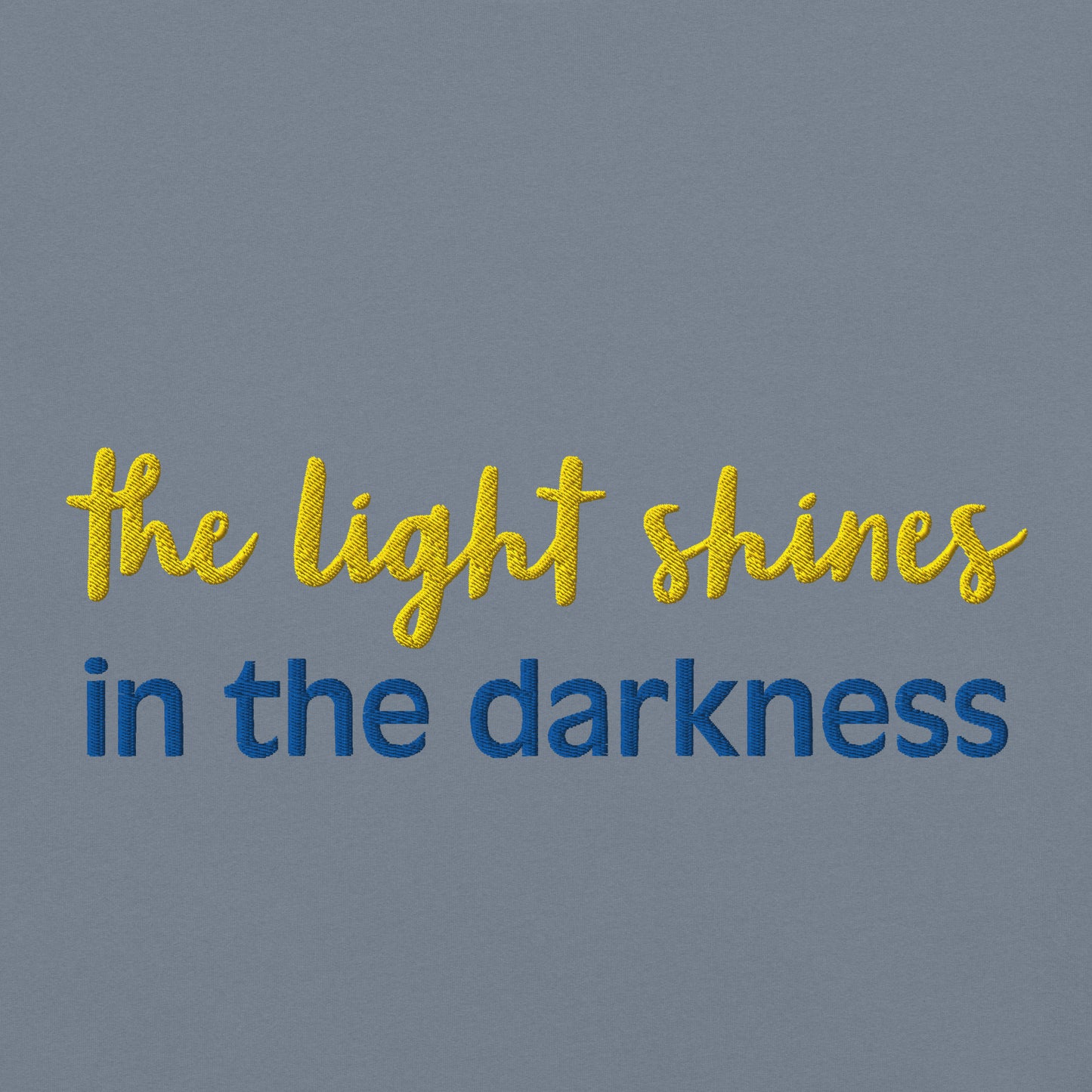Christian Embroidered Shirt--the light shines in the darkness-John 1:5 Bible verse