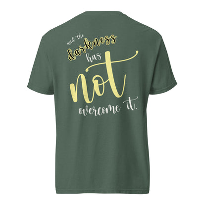 Christian Embroidered Shirt--the light shines in the darkness-John 1:5 Bible verse
