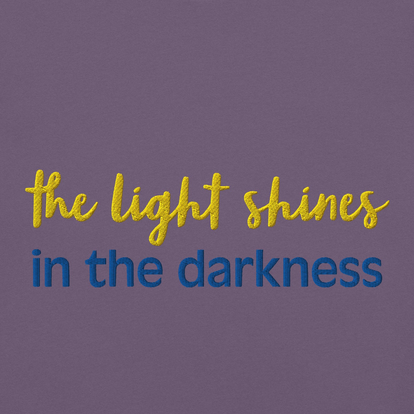 Christian Embroidered Shirt--the light shines in the darkness-John 1:5 Bible verse