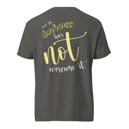 Christian Embroidered Shirt--the light shines in the darkness-John 1:5 Bible verse