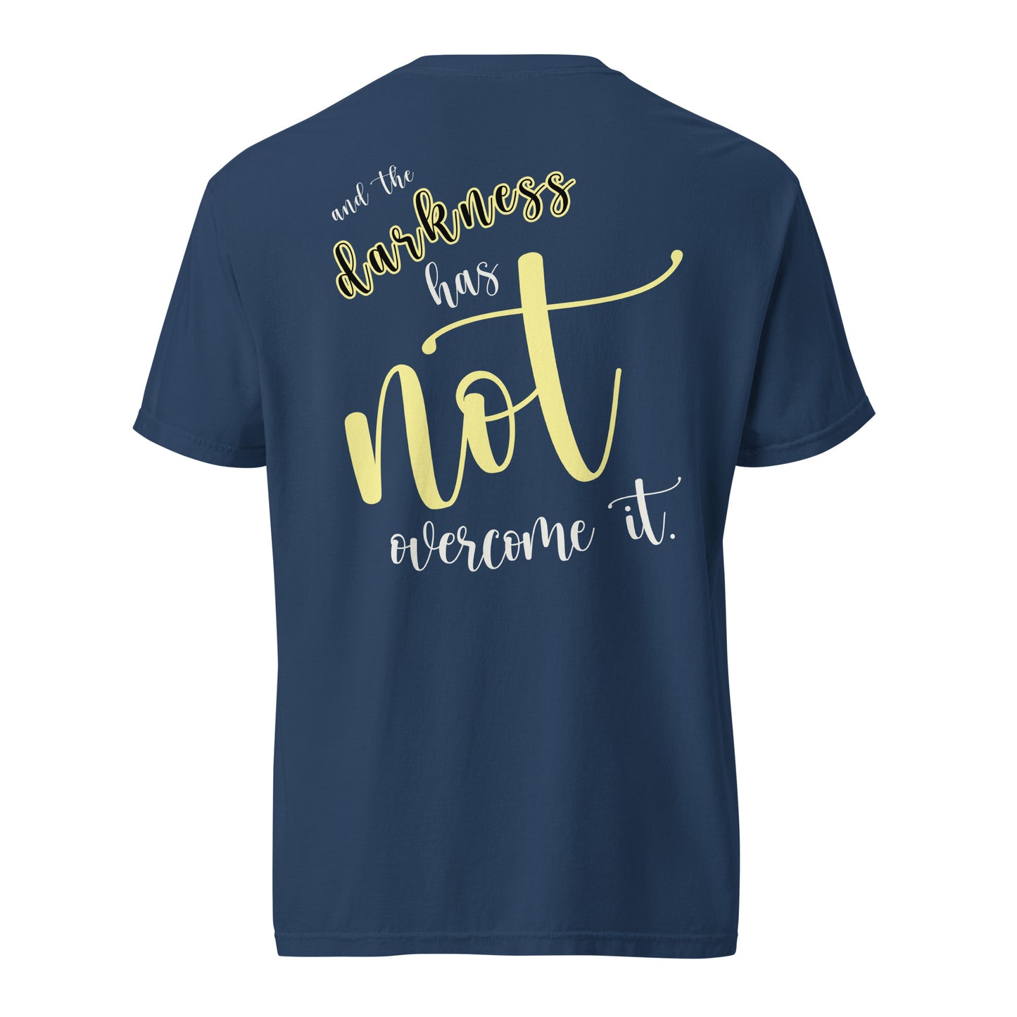 Christian Embroidered Shirt--the light shines in the darkness-John 1:5 Bible verse