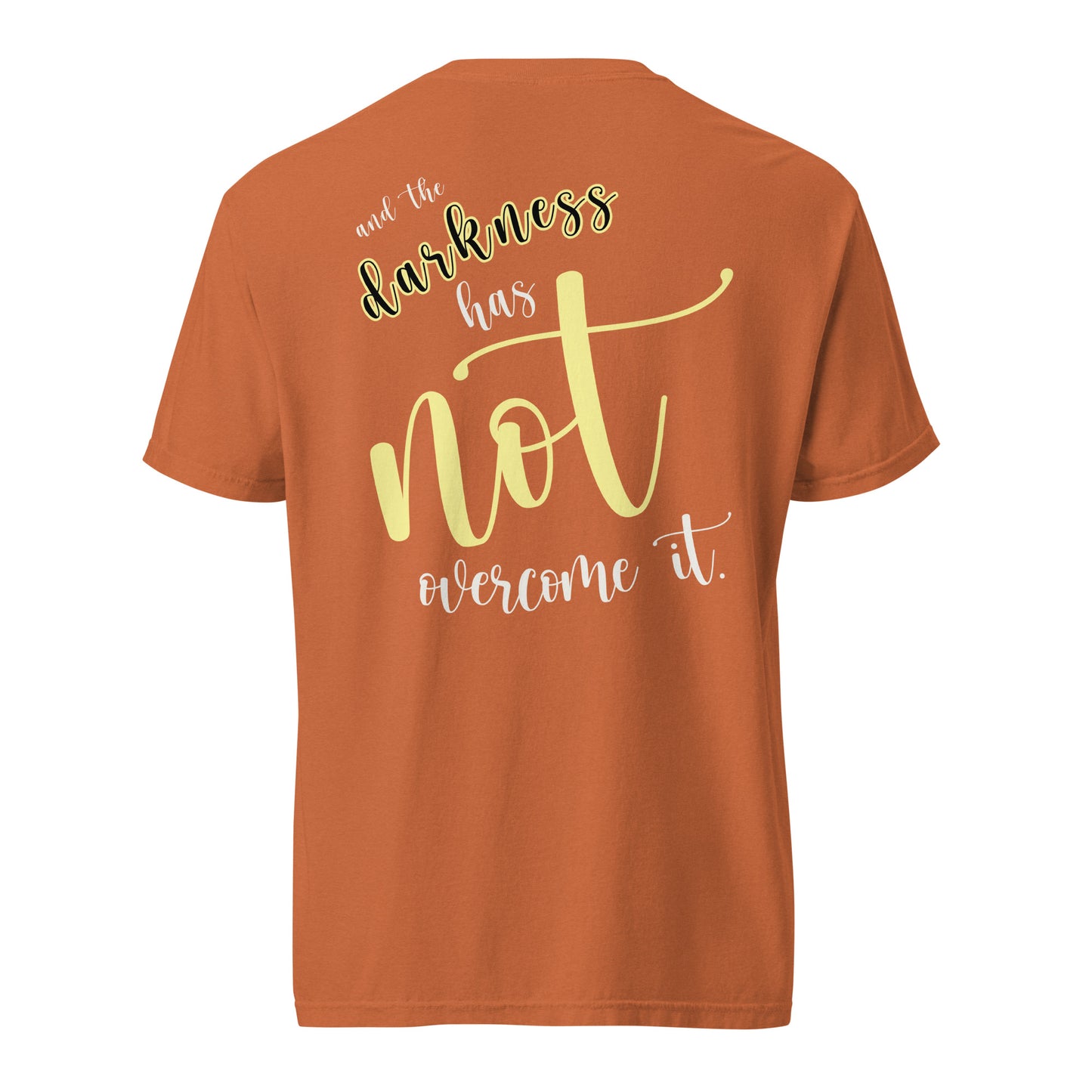 Christian Embroidered Shirt--the light shines in the darkness-John 1:5 Bible verse