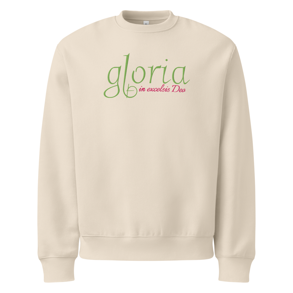 Embroidered Christmas Sweatshirt -- Gloria in Excelsis Deo!