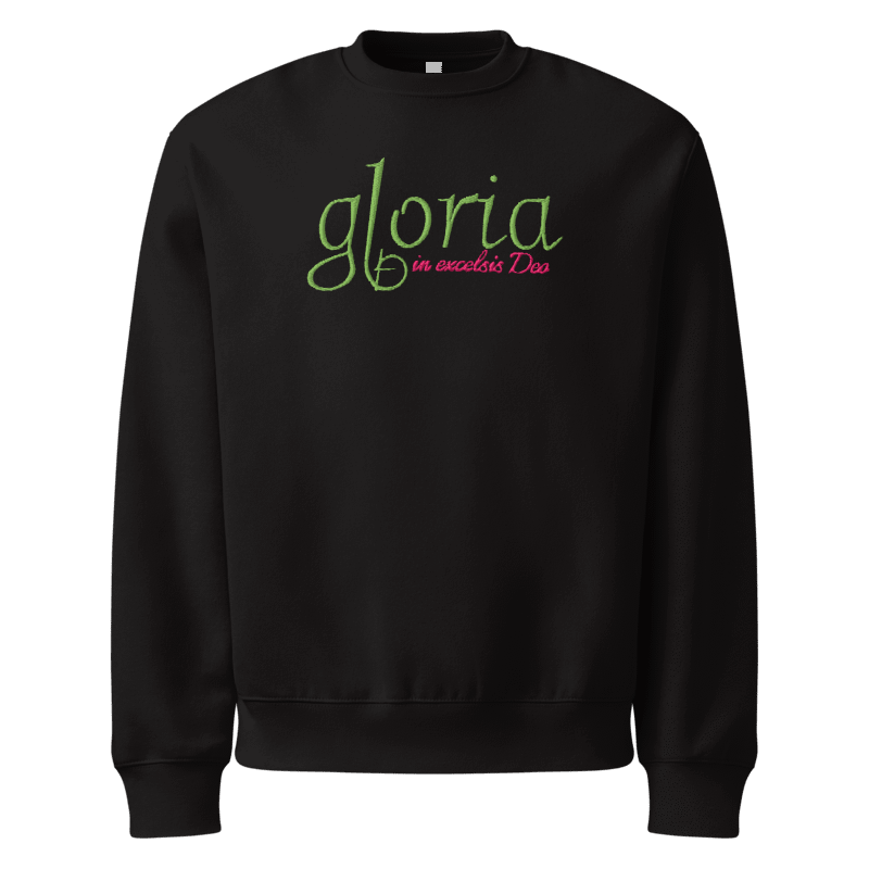 Embroidered Christmas Sweatshirt -- Gloria in Excelsis Deo!